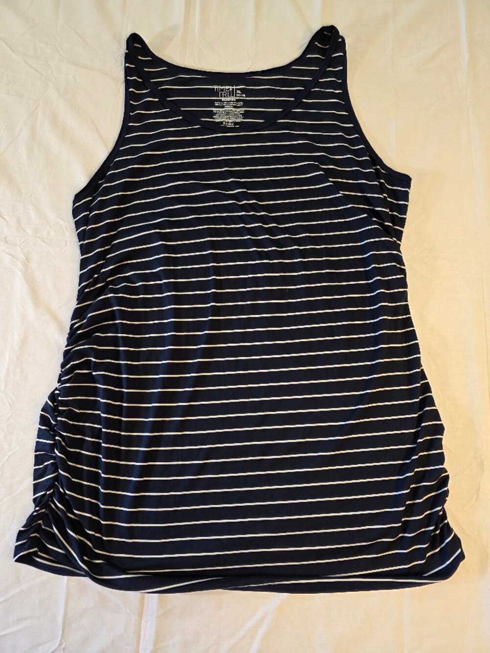 Time and Tru Women's Maternity Tank Top XL 16-18 s Black White Stripes